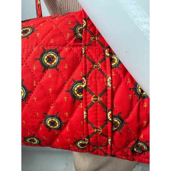 Americana By Sharif Quilted Red Nautical Patterned Shoulder Bag With Compass & A - Picture 16 of 16